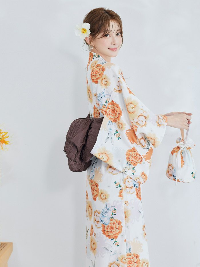 4点セット】Malymoon マリームーン メルヘンバニー橙花2way浴衣 mlyk