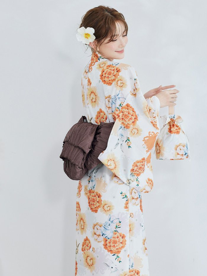 【4点セット】Malymoon マリームーン メルヘンバニー橙花2way浴衣 mlyk-25-10322