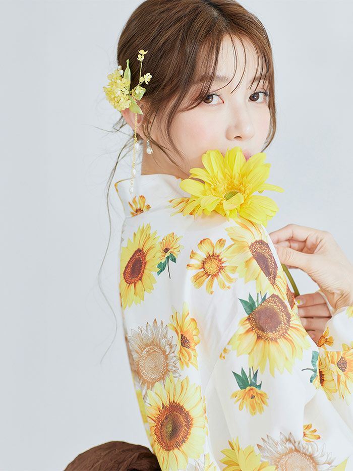 【4点セット】Malymoon マリームーン レディイエロー向日葵浴2way浴衣 mlyk-25-10310