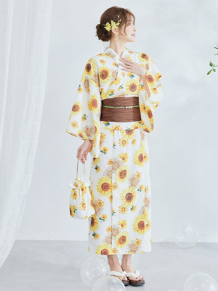 4点セット】Malymoon マリームーン レディイエロー向日葵浴2way浴衣