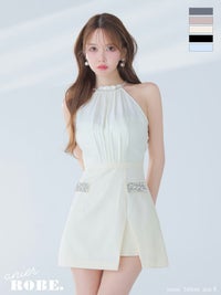 ROBE de FLEURS anier.ROBE ローブドフルール アニエルローブ Satin Bijou back open halter mini dress fm-anier4051-c