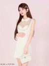 ROBE de FLEURS ローブドフルール ビジューシアーチュールタイトミニキャバドレス fm3447-c