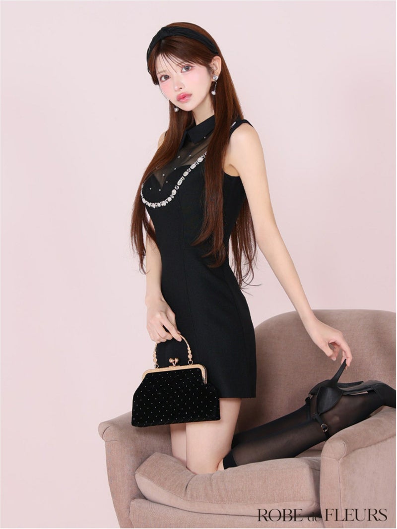 ROBE de FLEURS ローブドフルール ジューシアーチュールタイトミニキャバドレス fm3447-c