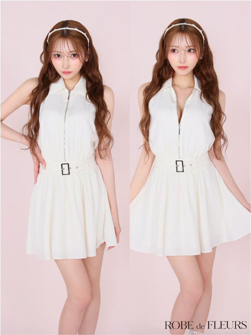 ROBE de FLEURS ローブドフルール リボンネクタイフレアミニキャバドレス fm3387-c