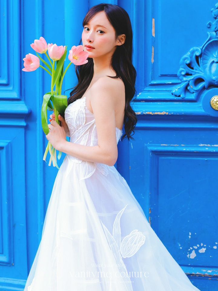 vanityME.couture. バニティミークチュール フラワー総レース ヌードベース プリンセス 姫 ロングドレス ウエディングドレス バースデードレス ホワイト vctr-l-wl043