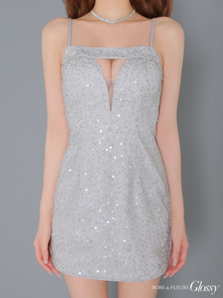 Glossy ローブドフルールグロッシー スパンコールバストカットミニキャミキャバドレス gl4105