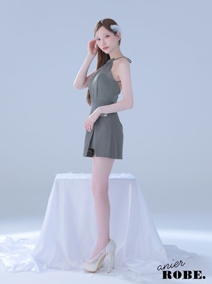 ROBE de FLEURS anier.ROBE ローブドフルール アニエルローブ Satin Bijou back open halter mini dress サテンビジューバックオープンホルターミニドレス fm-anier4051