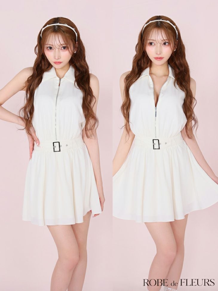 ROBE de FLEURS ローブドフルール リボンネクタイフレアミニキャバドレス fm3387