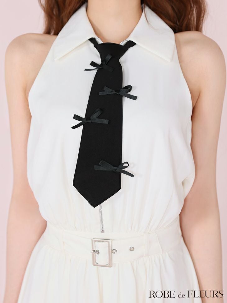 ROBE de FLEURS ローブドフルール リボンネクタイフレアミニキャバドレス fm3387