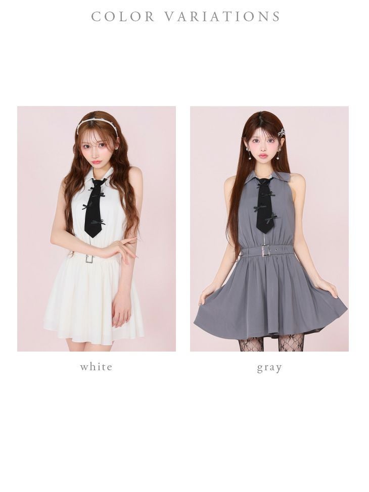 ROBE de FLEURS ローブドフルール リボンネクタイフレアミニキャバドレス fm3387