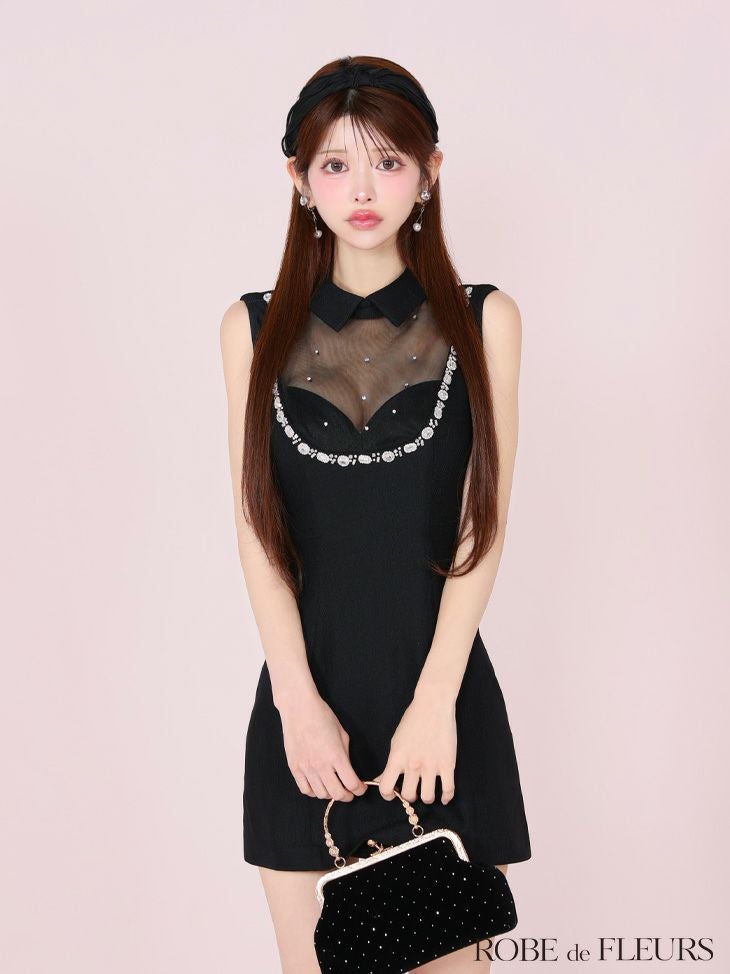 ROBE de FLEURS ローブドフルール ジューシアーチュールタイトミニキャバドレス fm3447