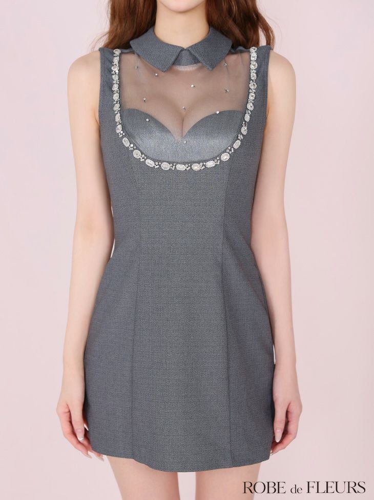 ROBE de FLEURS ローブドフルール ジューシアーチュールタイトミニキャバドレス fm3447