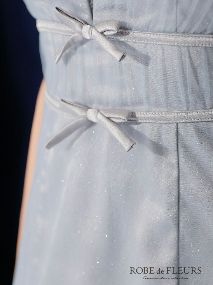 ROBE de FLEURS ローブドフルール ラメチュールサテンバストビジューミニキャバドレス fm3582