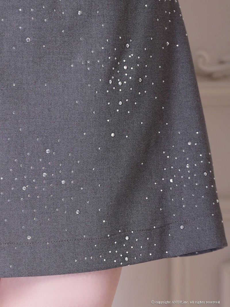 an アン レース襟 ビジューラメ生地 フロントジップ バックオープン セミタイト ミニドレス ワンピース aoc-3881