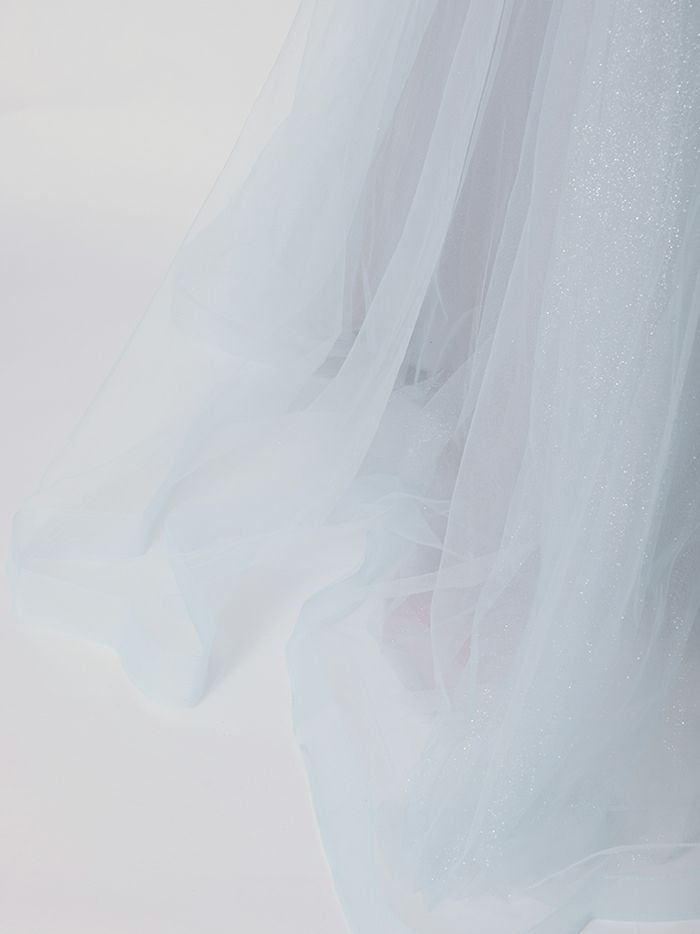 vanityME.couture. バニティミークチュール パフスリーブ フラワー×バタフライモチーフ スパンコール刺繍 プリンセス 姫 ロングドレス バースデードレス パリブルー vctr-l-a1108