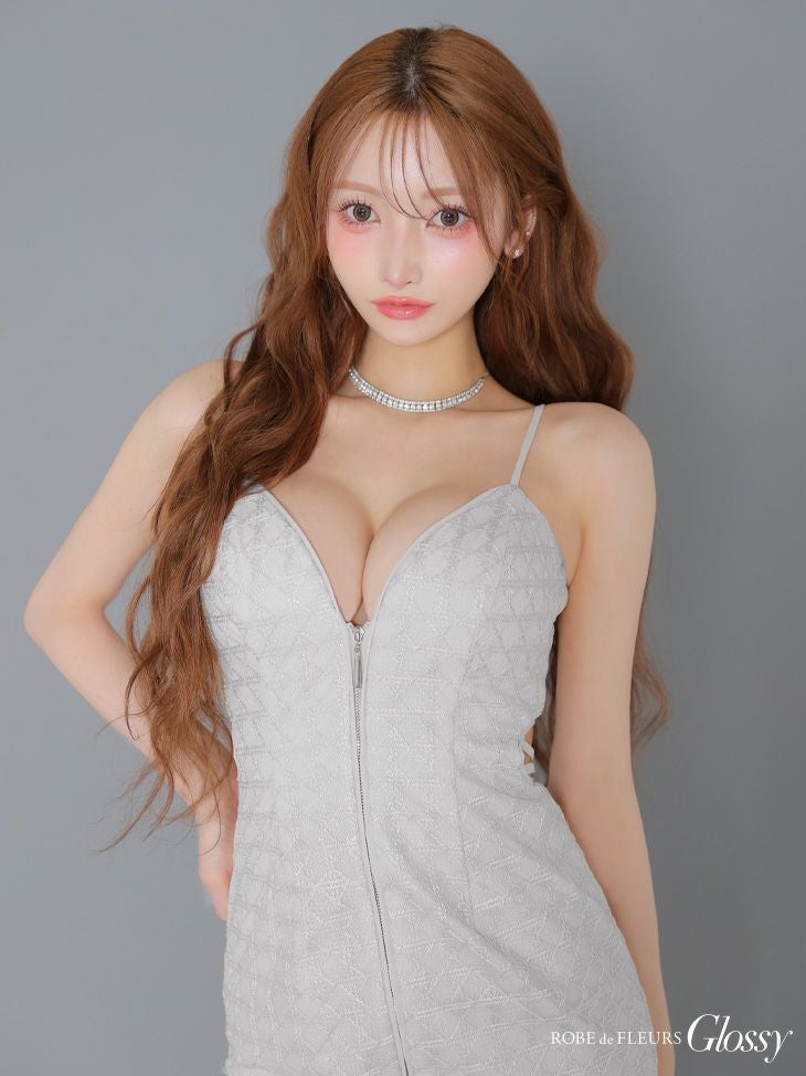 Glossy ローブドフルールグロッシー バックカットセンタージップミニキャバドレス gl3917