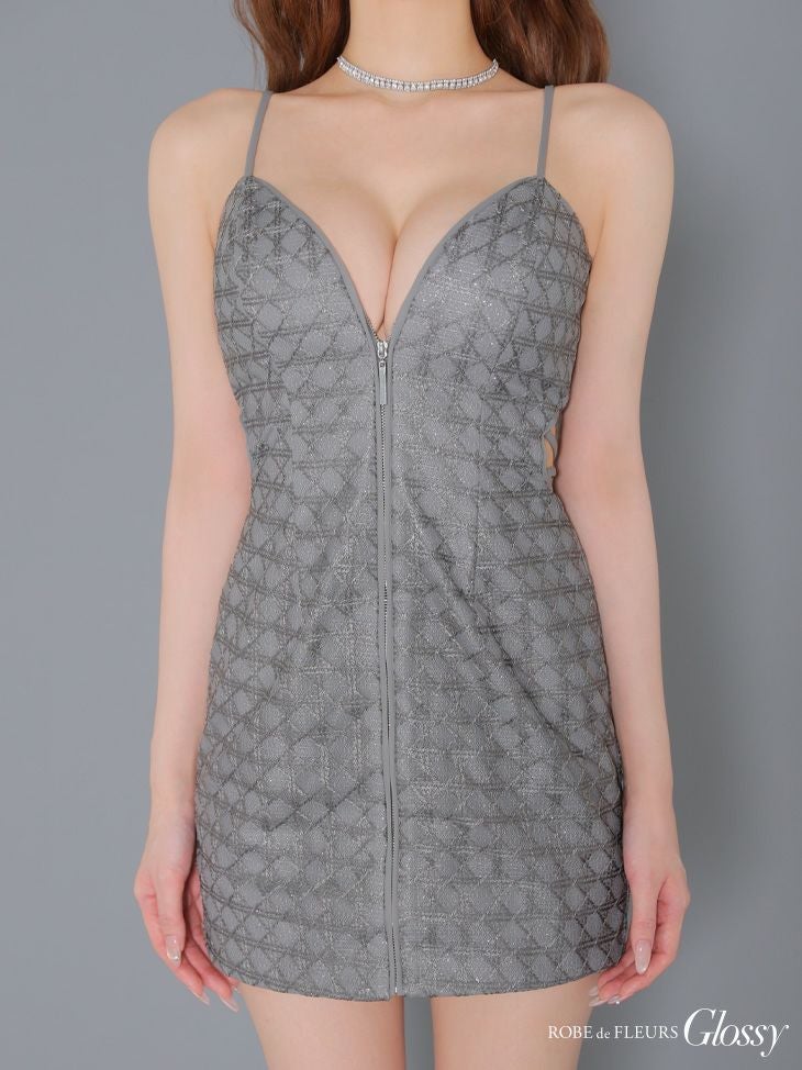 Glossy ローブドフルールグロッシー バックカットセンタージップミニキャバドレス gl3917