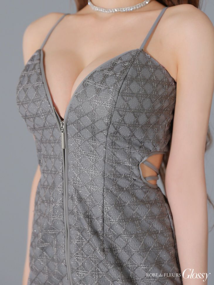 Glossy ローブドフルールグロッシー バックカットセンタージップミニキャバドレス gl3917