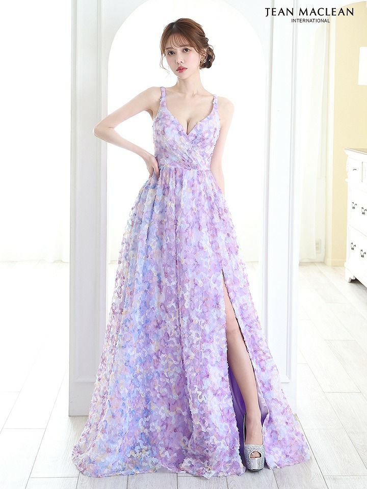 JEAN MACLEAN ジャンマクレーン マルチカラー花柄/3Dグラデーションレース/姫/ロングドレス ja51862