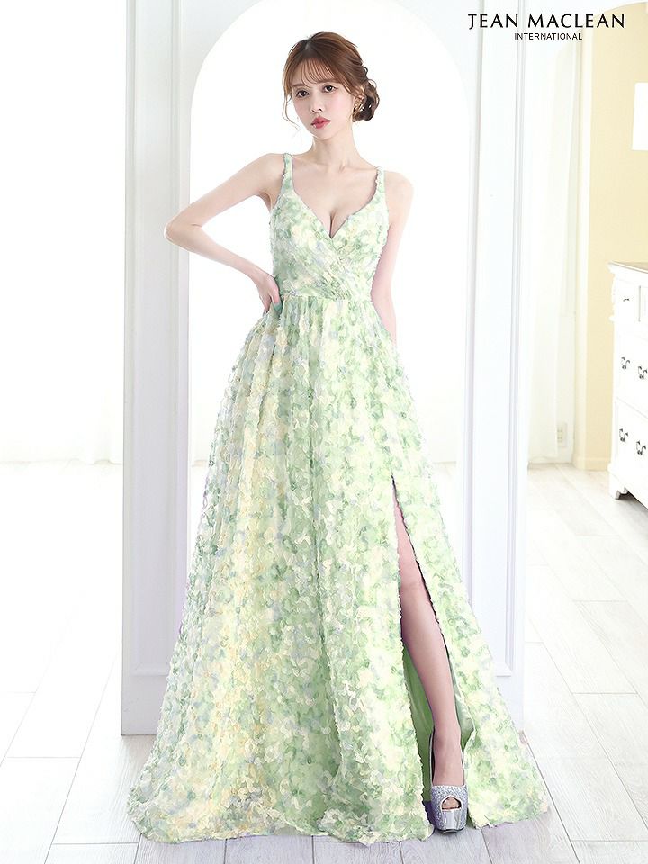 JEAN MACLEAN ジャンマクレーン マルチカラー花柄/3Dグラデーションレース/姫/ロングドレス ja51862