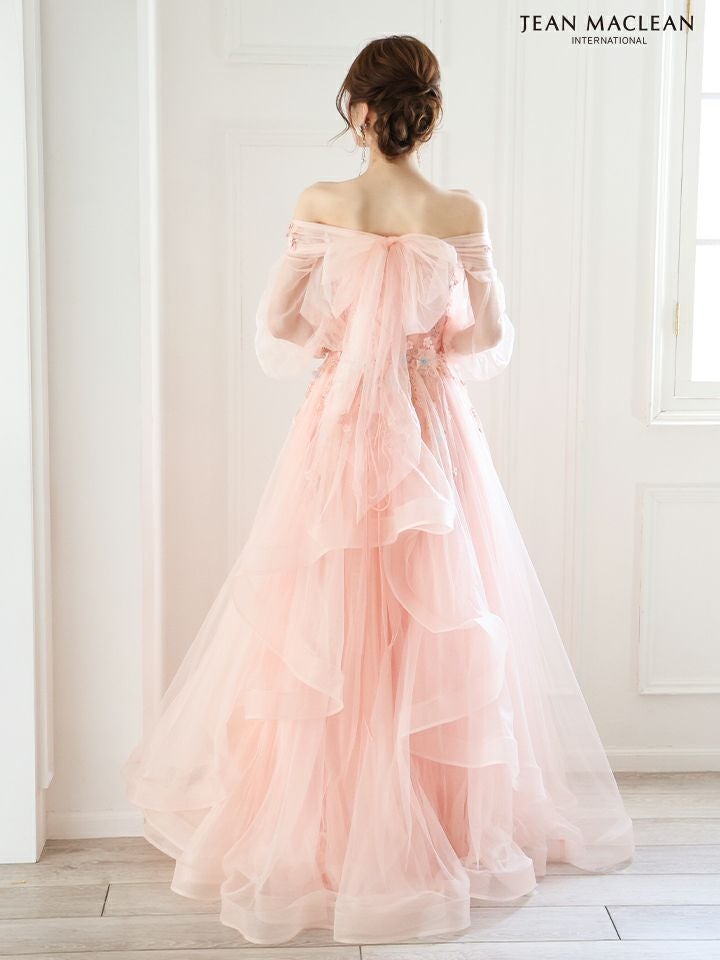 JEAN MACLEAN ジャンマクレーン 立体フラワーモチーフ/オフショル/スリーブ付き/3way/姫/ロングドレス ja51866