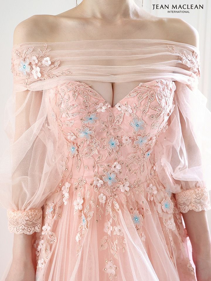 JEAN MACLEAN ジャンマクレーン 立体フラワーモチーフ/オフショル/スリーブ付き/3way/姫/ロングドレス ja51866