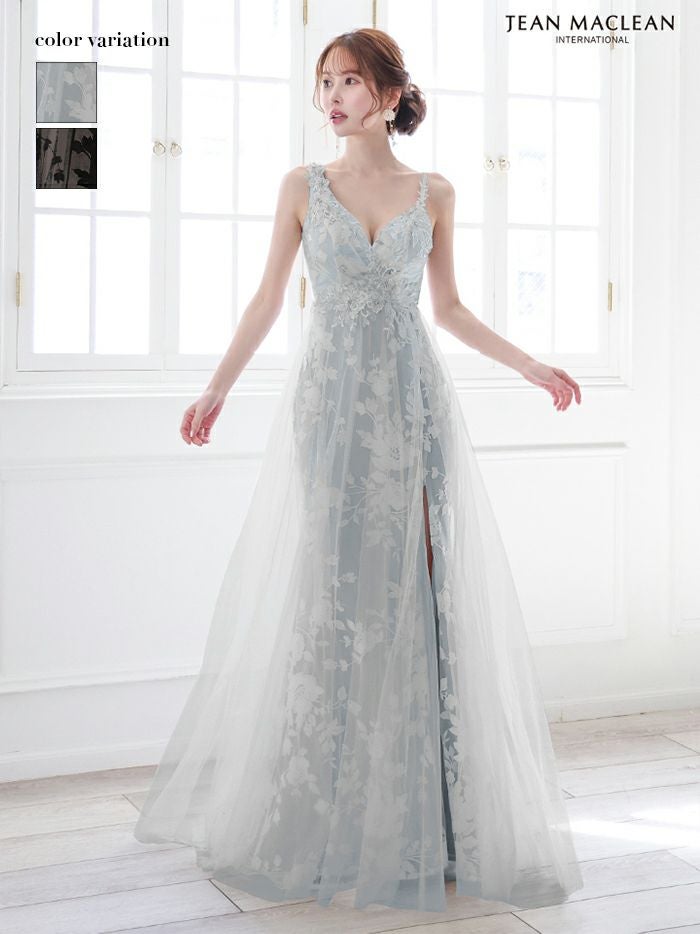 JEAN MACLEAN ジャンマクレーン フラワー総レース/ヌードベース/スリット入り/チュール/姫/ロングドレス ja51863
