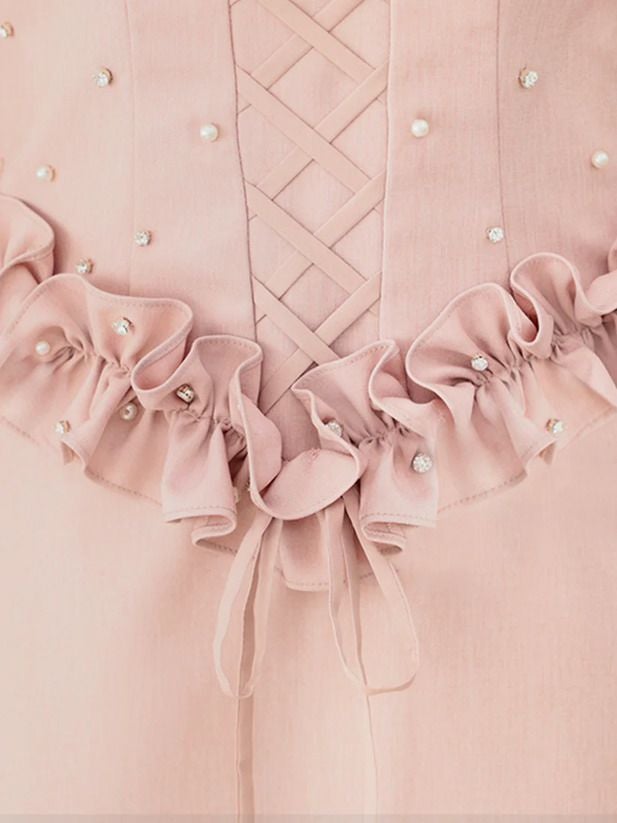 AngelR エンジェルアール フリルデザインレースアップビジューフレアミニドレス ar25214-ks