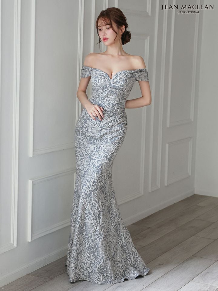 JEAN MACLEAN ジャンマクレーン ローズ柄総レース/オフショル/マーメイド/タイト ロングドレス ja51825-c