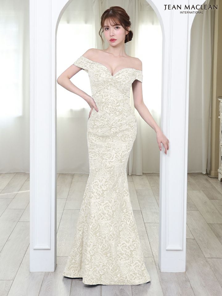 JEAN MACLEAN ジャンマクレーン ローズ柄総レース/オフショル/マーメイド/タイト ロングドレス ja51825-c