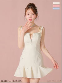 ROBE de FLEURS ローブドフルール ビジューセミフレアミニキャバドレス fm4102-c