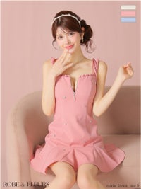 ROBE de FLEURS ローブドフルール ビジューセミフレアミニキャバドレス fm4102-c
