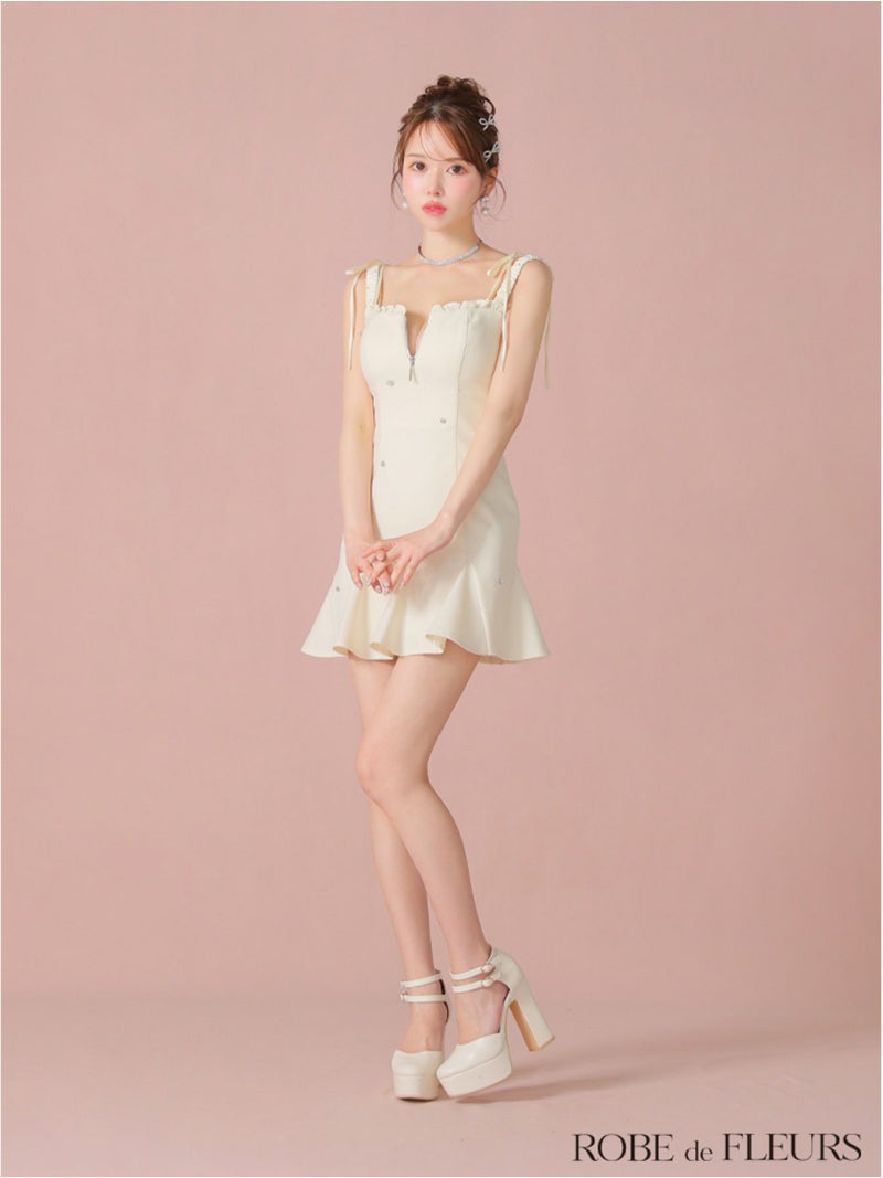 ROBE de FLEURS ローブドフルール ビジューセミフレアミニキャバドレス fm4102-c