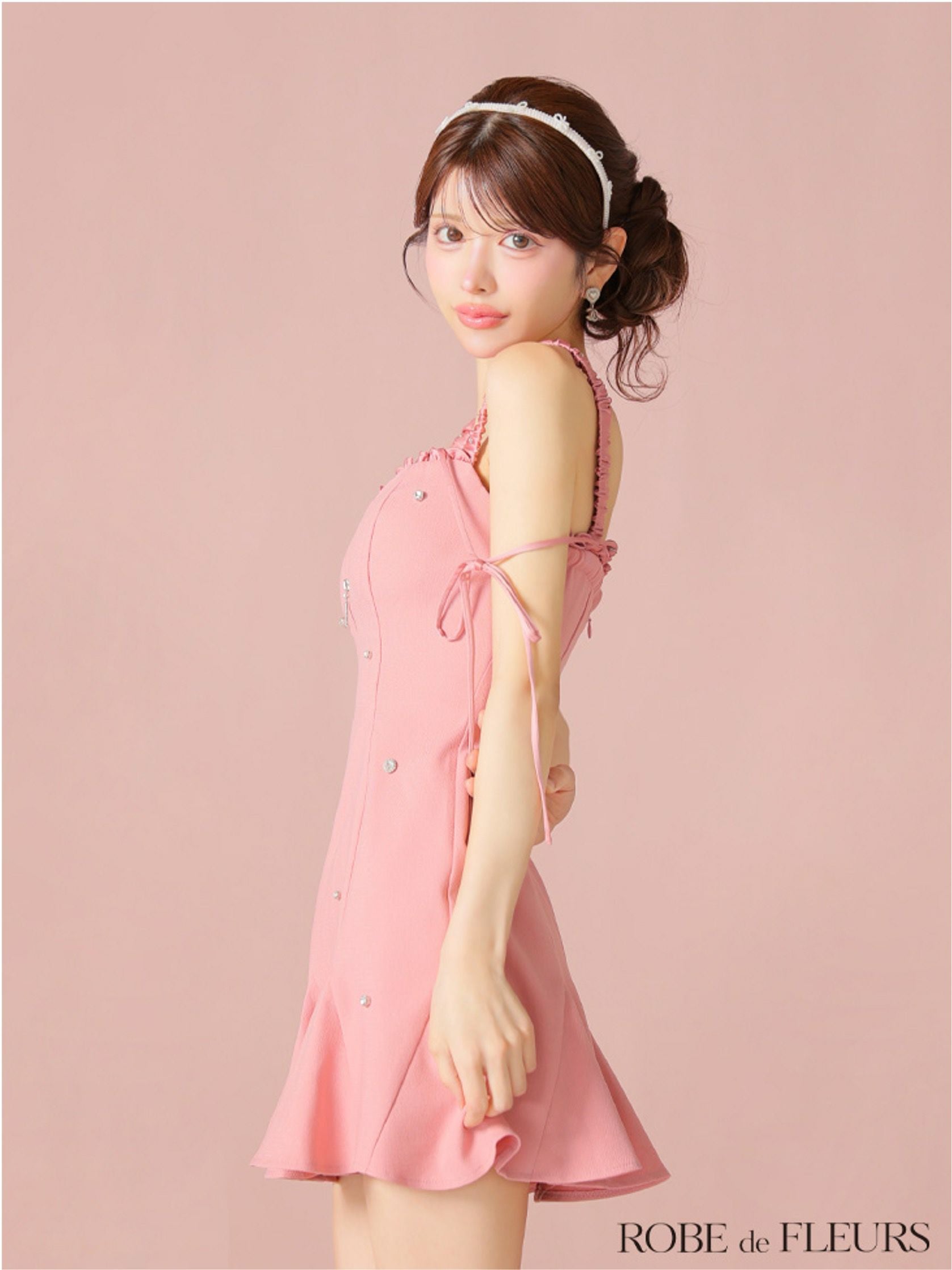 ROBE de FLEURS ローブドフルール ビジューセミフレアミニキャバドレス