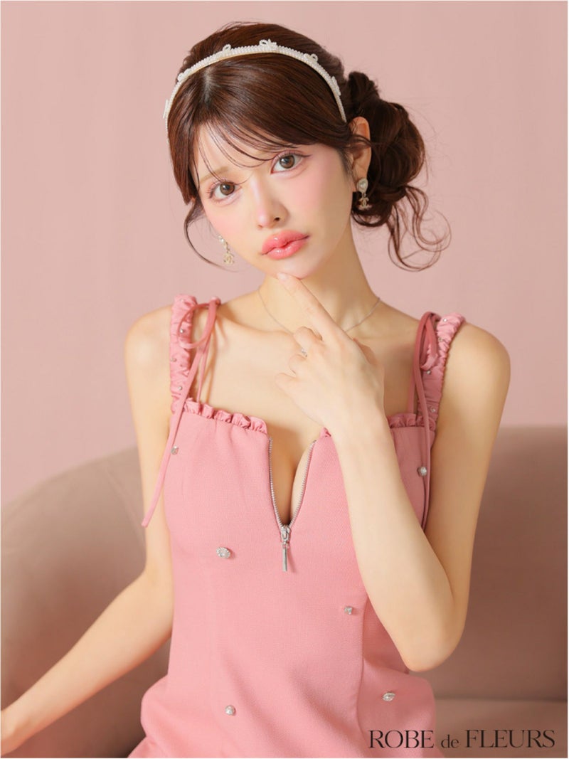 ROBE de FLEURS ローブドフルール ビジューセミフレアミニキャバドレス fm4102-c