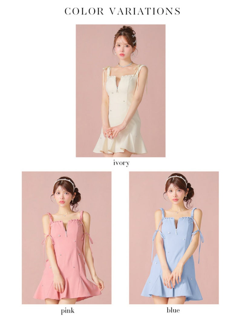 ROBE de FLEURS ローブドフルール ビジューセミフレアミニキャバドレス fm4102-c