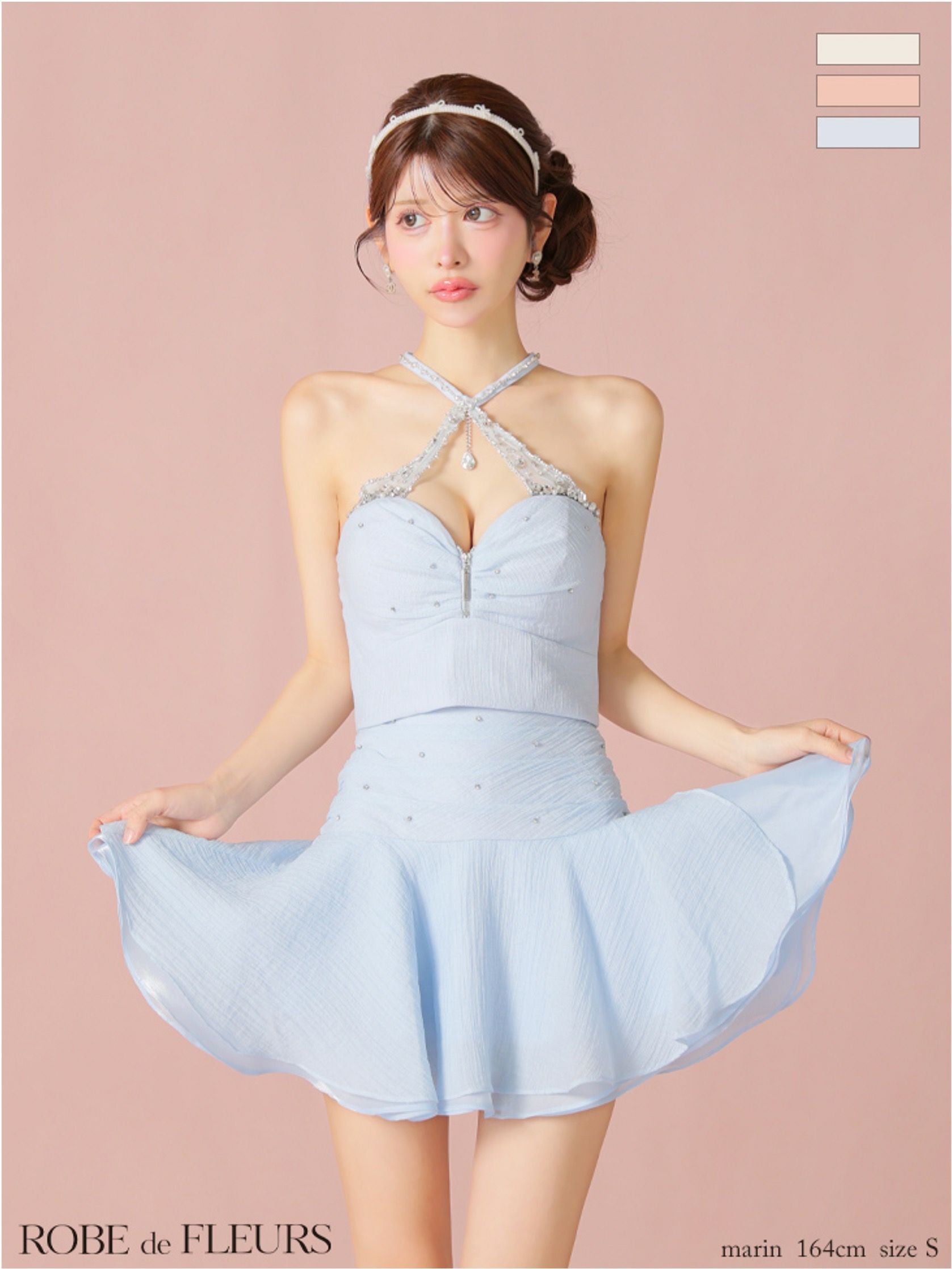 ROBE de FLEURS ローブドフルール 【XSサイズあり】ビジューホルター ROBE de FLEURS ローブドフルール 【XSサイズあり】ビジューホルター