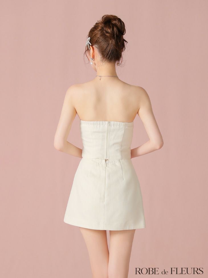 ROBE de FLEURS ローブドフルール ビジューリボンセットアップタイトミニキャバドレス fm3456-c