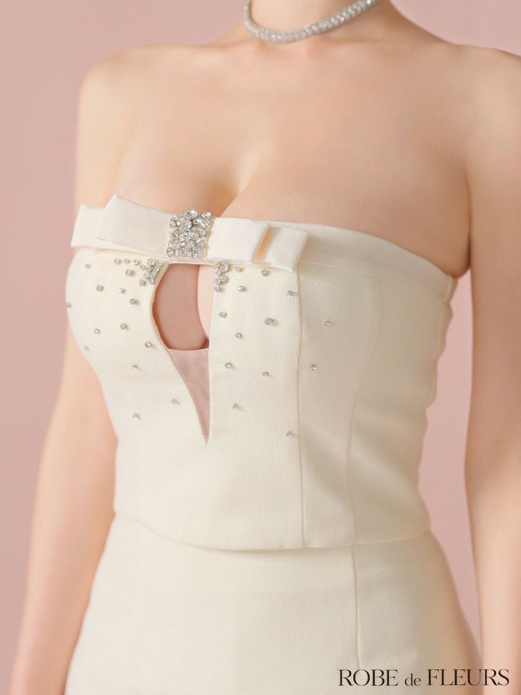 ROBE de FLEURS ローブドフルール ビジューリボンセットアップタイトミニキャバドレス fm3456-c