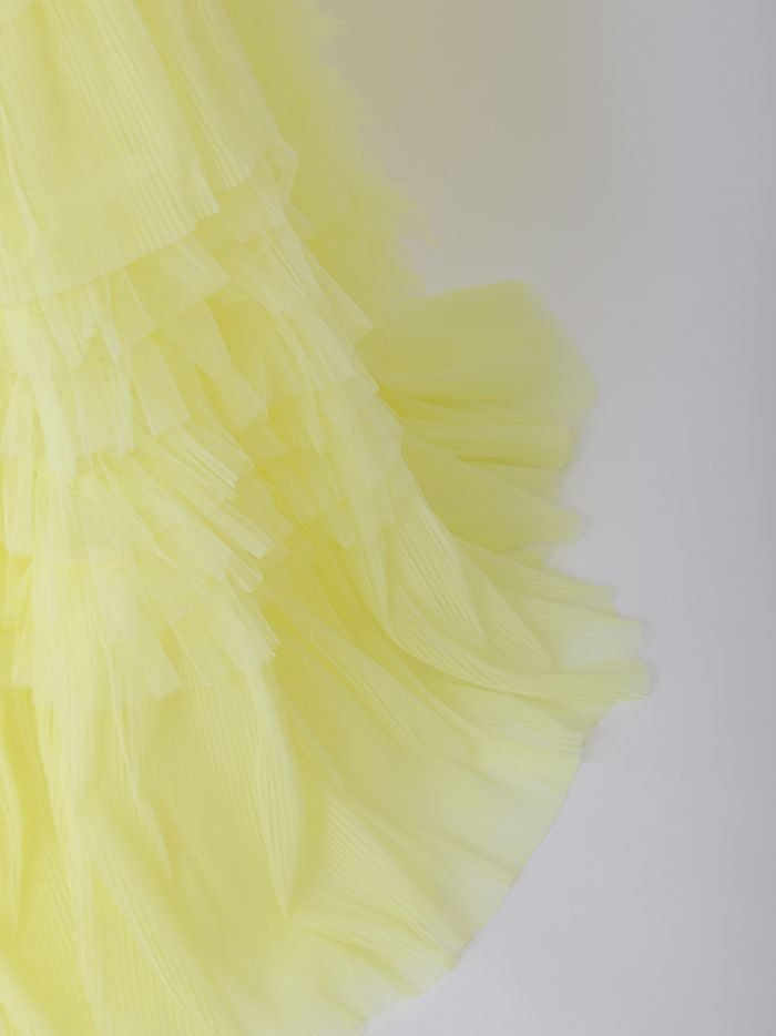 【2点セット】vanityME.couture. バニティミークチュール オフショル チュール ビジューライン ヌードベース リボンショール付き プリンセス 姫 ロングドレス バースデードレス イエロー vctr-l-a1150-3