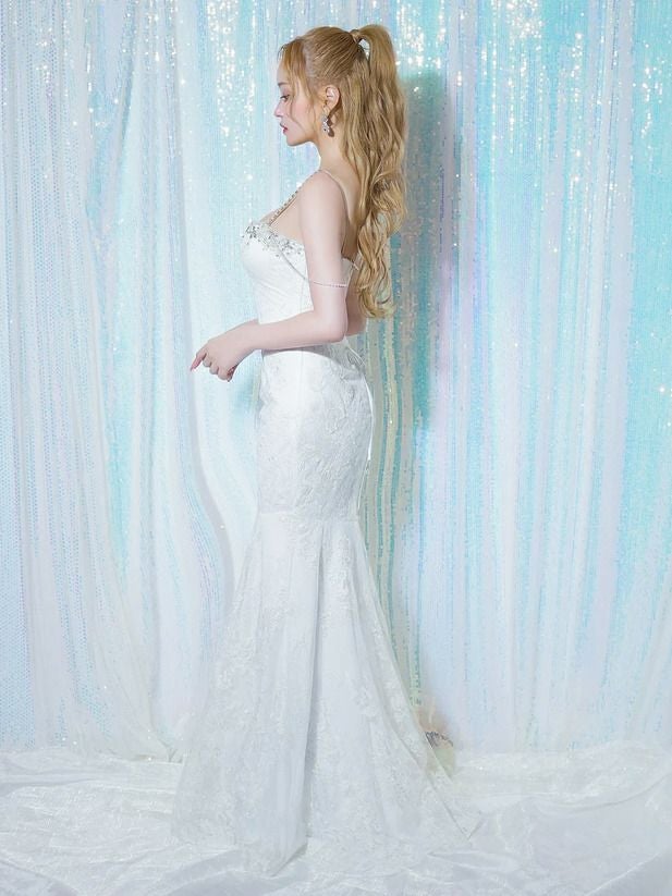 AngelR エンジェルアール レースベアトップパールマーメイドタイトロングドレス ar25321-ks