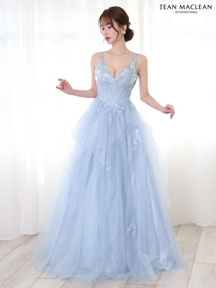 JEAN MACLEAN ジャンマクレーン フラワービジュー/ペプラム/スパンコールレース/姫/ロングドレス ja51828-c