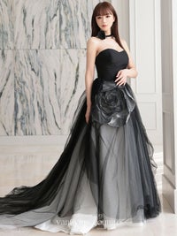 vanityME.couture. バニティミークチュール ビッグローズモチーフ チュールスカート ローズコサージュチョーカー付き プリンセス 姫 ロングドレス バースデードレス ブラック vctr-t-25012