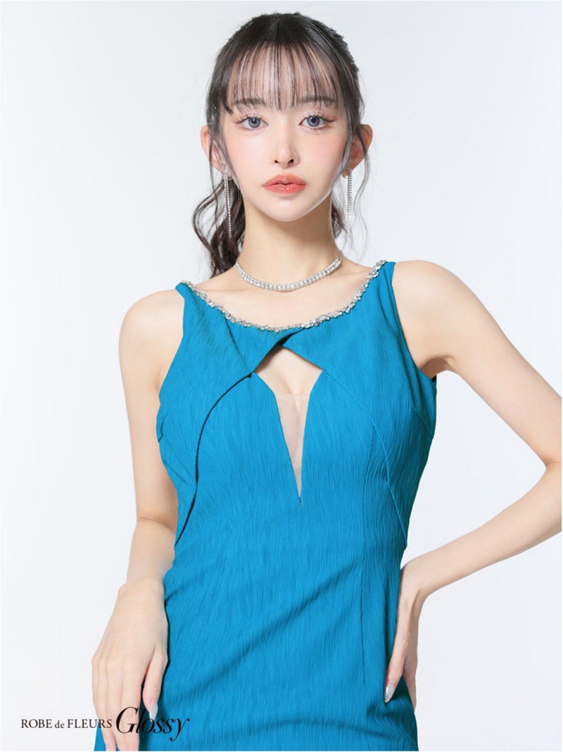 Glossy ローブドフルールグロッシー ビジューネックバストカットタイトミニキャバドレス gl3794-c