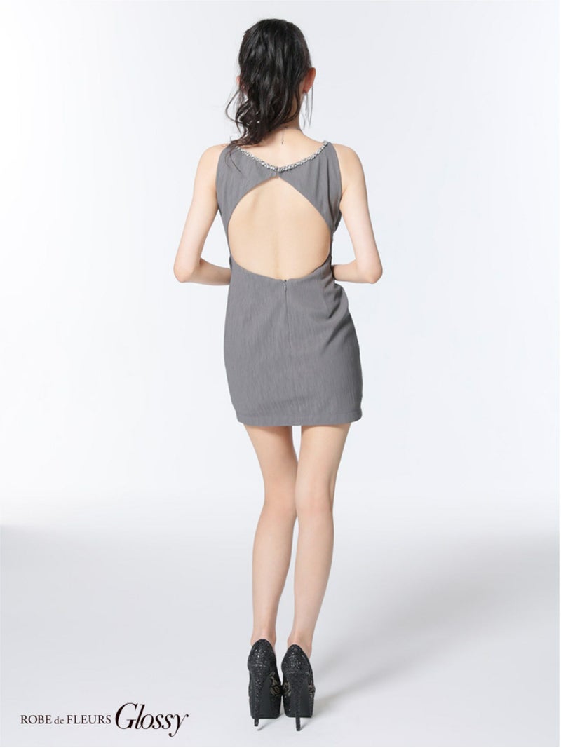 Glossy ローブドフルールグロッシー ビジューネックバストカットタイトミニキャバドレス gl3794-c