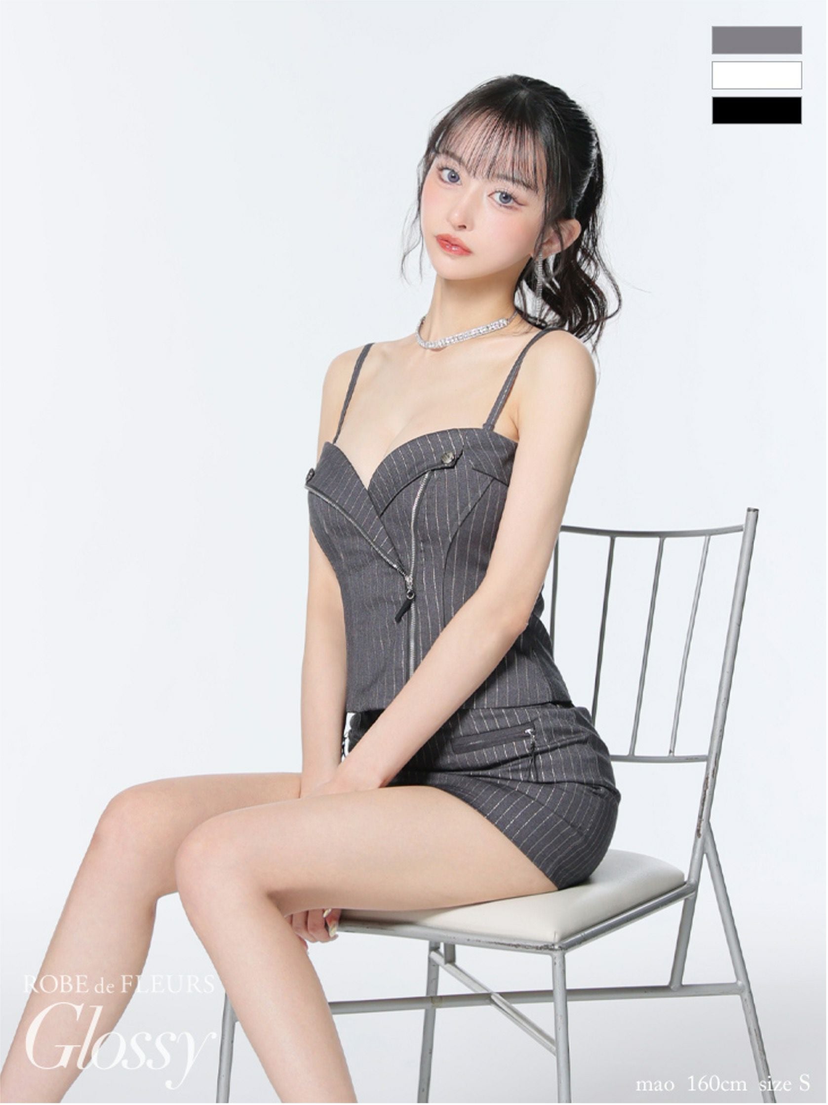 ROBE de FLEURS ローブドフルール ビジューシアーチュールタイトミニ