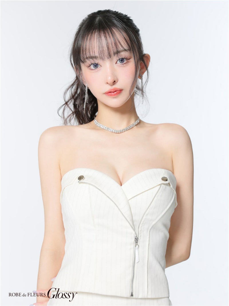 Glossy ローブドフルールグロッシー ストライプジップデザインタイトミニキャバドレス gl3928-c