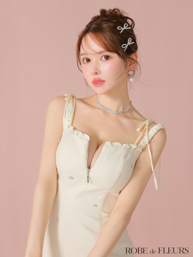 ROBE de FLEURS ローブドフルール ビジューセミフレアミニキャバドレス fm4102