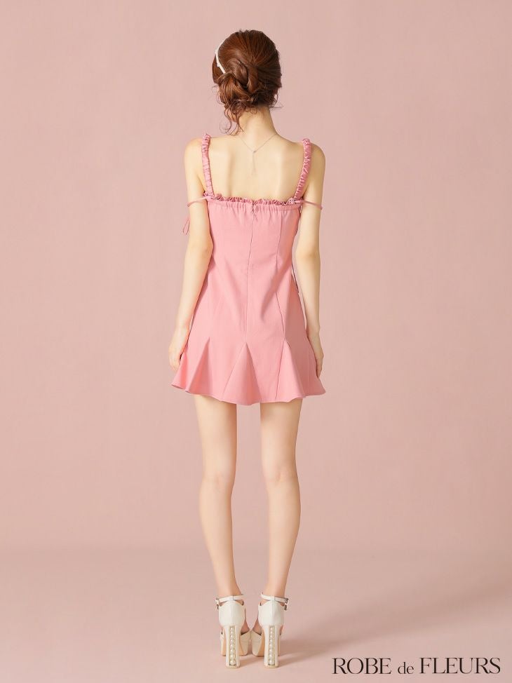 ROBE de FLEURS ローブドフルール ビジューセミフレアミニキャバドレス fm4102