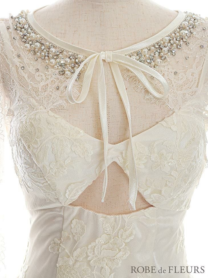 【ROBE de FLEURS SALE】 ROBE de FLEURS ローブドフルール　バスト下カット×レーススリーブミニキャバドレス fm2634-s25